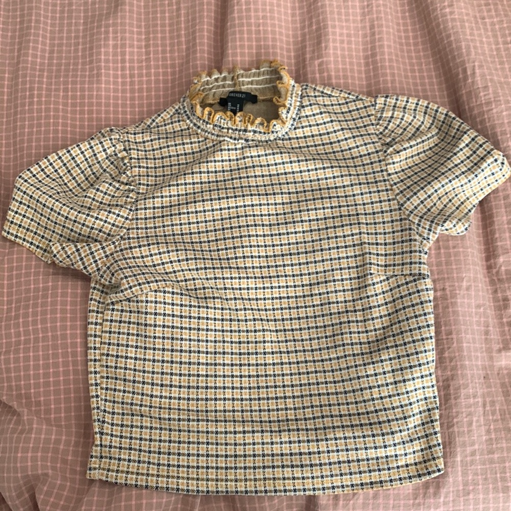 Forever 21 yellow gingham crop top